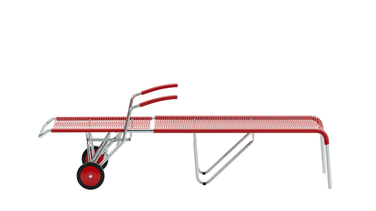 Säntis Spaghetti-Rollenliege in Rot präsentiert im Onlineshop von KAQTU Design AG. Liegestuhl ist von Schaffner