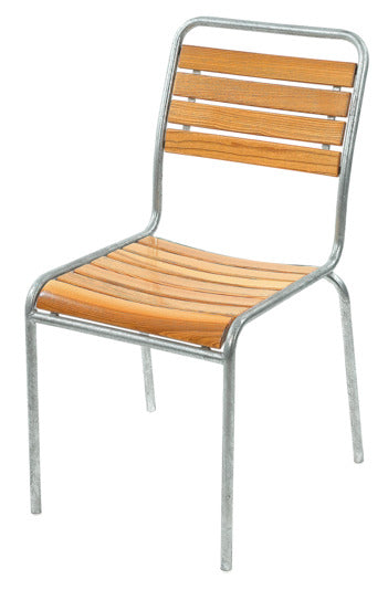 Rigi Holzlatten-Gartenstuhl ohne Armlehne in Natur geölt / Feuerverzinkt präsentiert im Onlineshop von KAQTU Design AG. Gartenstuhl ist von Schaffner