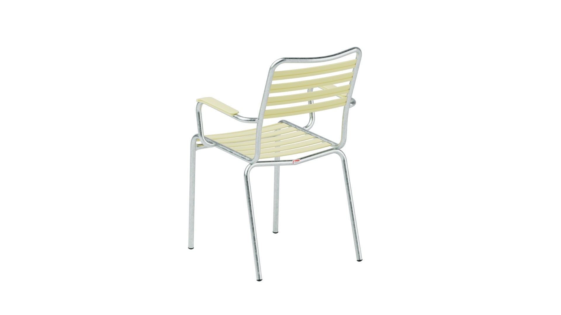 Rigi Lättli-Gartenstuhl mit Armlehne in Buchsbaumgelb präsentiert im Onlineshop von KAQTU Design AG. Gartenstuhl mit Armlehnen ist von Schaffner