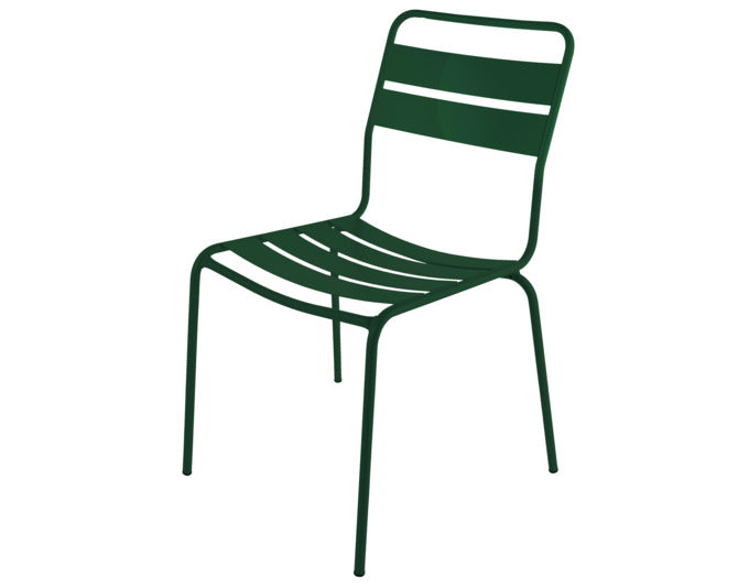 Glarus Ganzmetall-Gartenstuhl ohne Armlehne in Tannengrün präsentiert im Onlineshop von KAQTU Design AG. Gartenstuhl ist von Schaffner