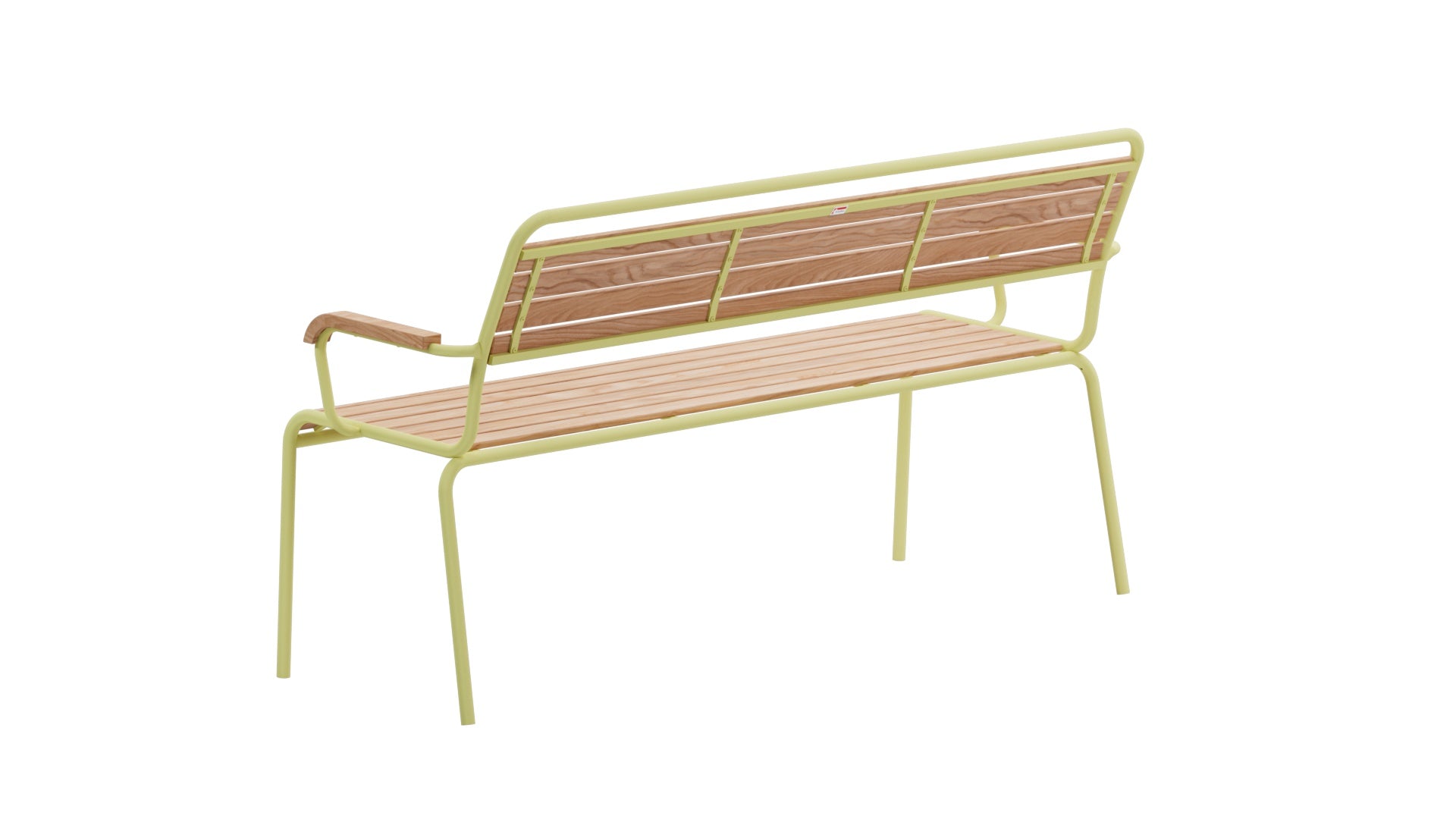 Hochwertige Rigi 3er-Gartenbank mit Armlehne aus Schweizer Eschenholz, langlebig, wetterfest und stilvoll – ideal für Garten, Terrasse oder Balkon.