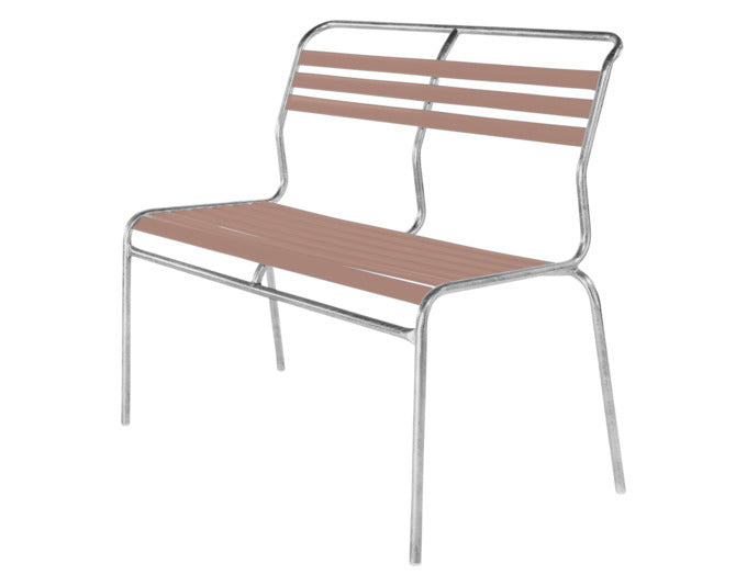 Säntis Lättli-2er Gartenbank ohne Armlehne in Pastellterracotta präsentiert im Onlineshop von KAQTU Design AG. Gartenbank ist von Schaffner