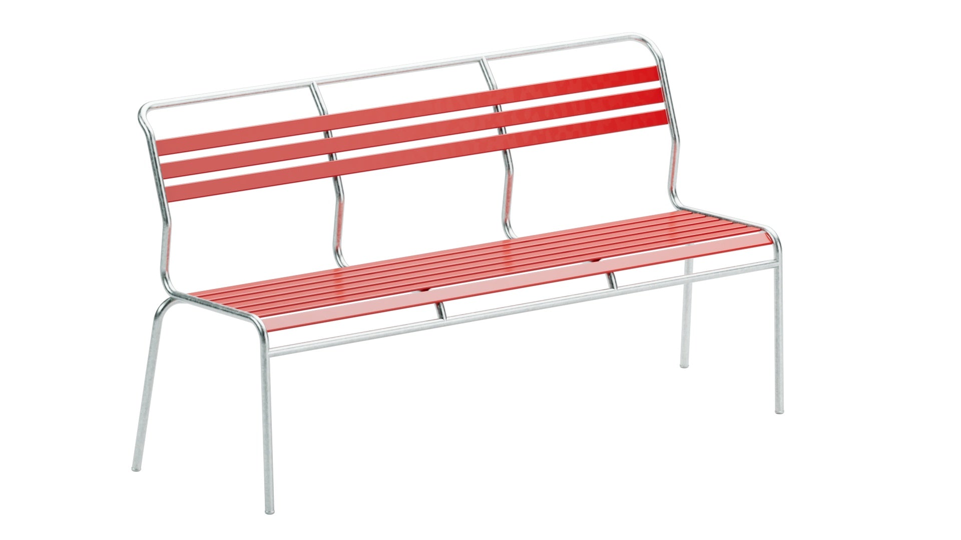 Elegante, wetterfeste Säntis Lättli-3er Gartenbank ohne Armlehnen aus robustem Metall und recyceltem OceanYarn®. Ideal für Garten, Terrasse und öffentliche Räume.