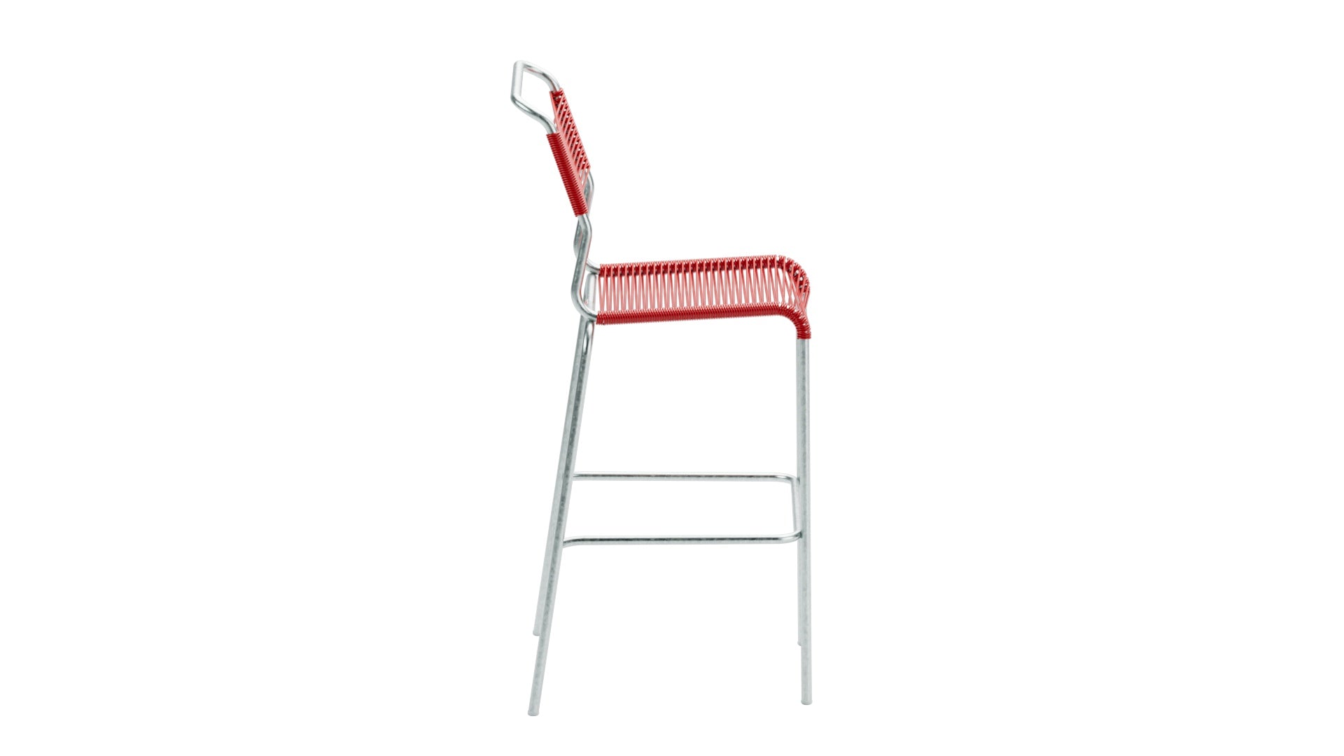 Säntis Spaghetti-Barstuhl Outdoor ohne Armlehne aus wetterfestem, recyceltem OceanYarn®-Material, langlebig, stilvoll und ideal für Garten und Terrasse.