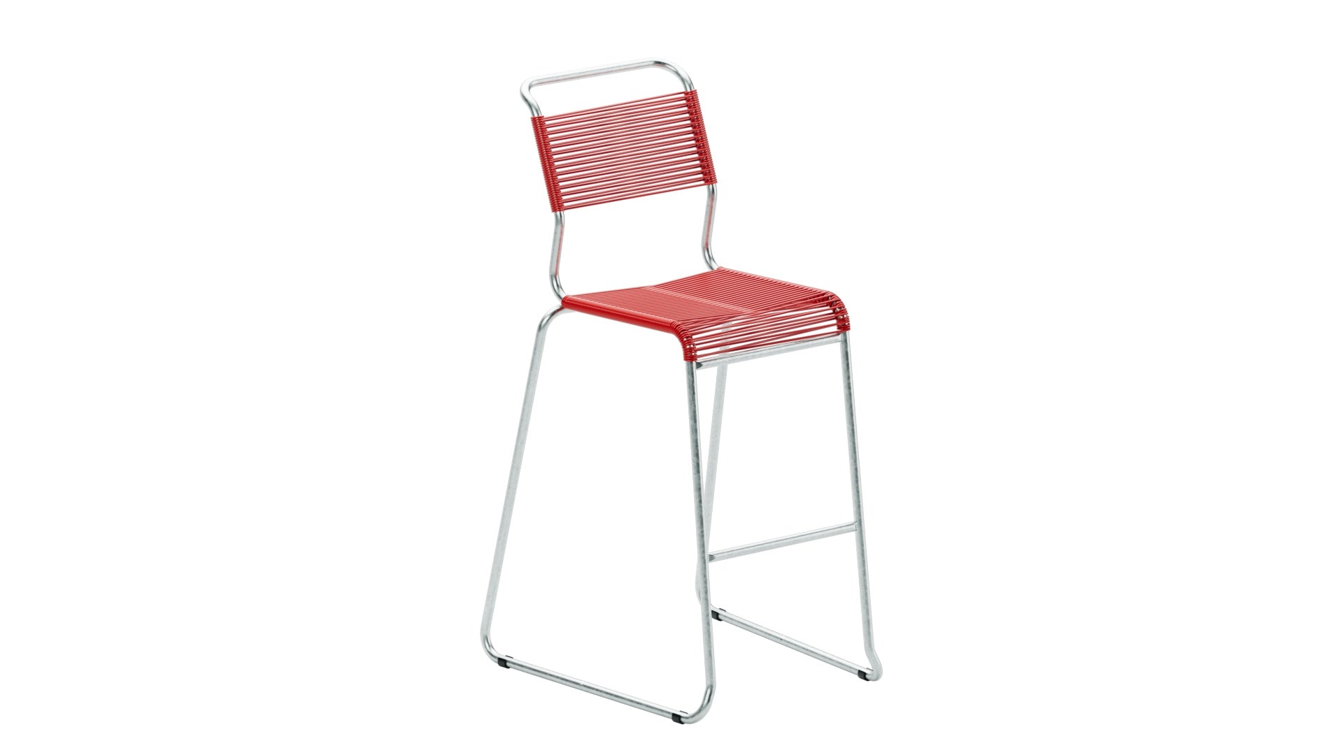 Säntis Spaghetti-Barstuhl Outdoor ohne Armlehne Kufen in Rot präsentiert im Onlineshop von KAQTU Design AG. Outdoor-Barstuhl ist von Schaffner