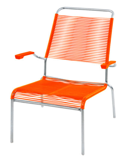 Säntis Lounger Hochlehner Spaghetti in Orange / Feuerverzinkt präsentiert im Onlineshop von KAQTU Design AG. Outdoor-Sessel ist von Schaffner