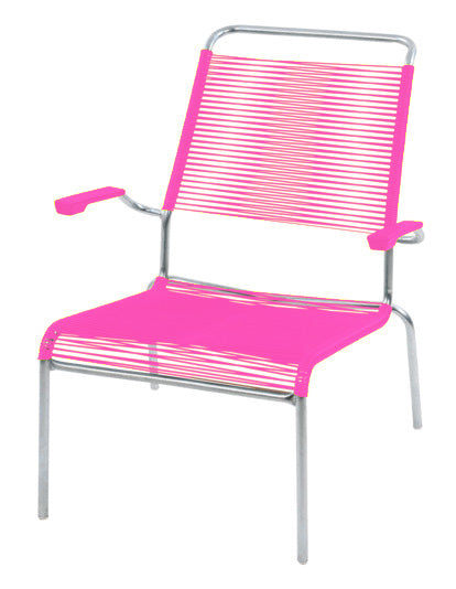 Säntis Lounger Hochlehner Spaghetti in Anthrazit mit ergonomischer Hochlehne und wetterfestem Spaghetti-Geflecht, ideal für den Außenbereich.