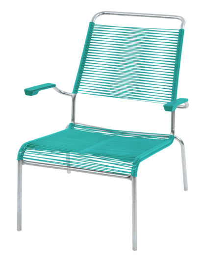 Säntis Lounger Hochlehner Spaghetti in Türkis / Feuerverzinkt präsentiert im Onlineshop von KAQTU Design AG. Outdoor-Sessel ist von Schaffner