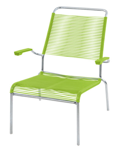 Säntis Lounger Hochlehner Spaghetti in Hellgrün / Feuerverzinkt präsentiert im Onlineshop von KAQTU Design AG. Outdoor-Sessel ist von Schaffner