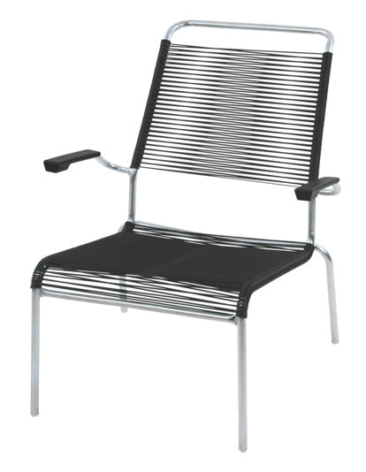 Säntis Lounger Hochlehner Spaghetti in Anthrazit mit ergonomischer Hochlehne und wetterfestem Spaghetti-Geflecht, ideal für den Außenbereich.