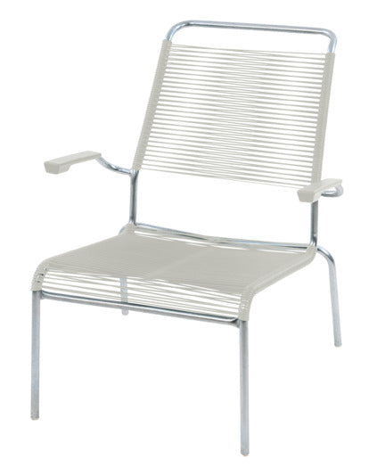 Säntis Lounger Hochlehner Spaghetti in Alusilber / Feuerverzinkt präsentiert im Onlineshop von KAQTU Design AG. Outdoor-Sessel ist von Schaffner