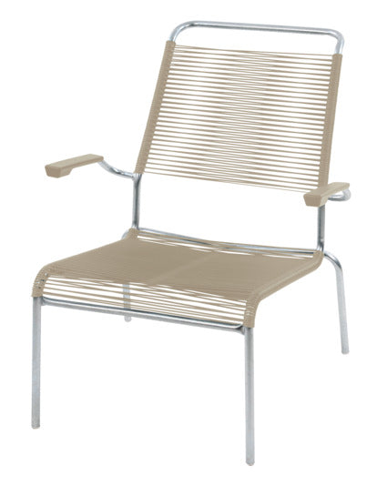 Säntis Lounger Hochlehner Spaghetti in Pastellbraun / Feuerverzinkt präsentiert im Onlineshop von KAQTU Design AG. Outdoor-Sessel ist von Schaffner