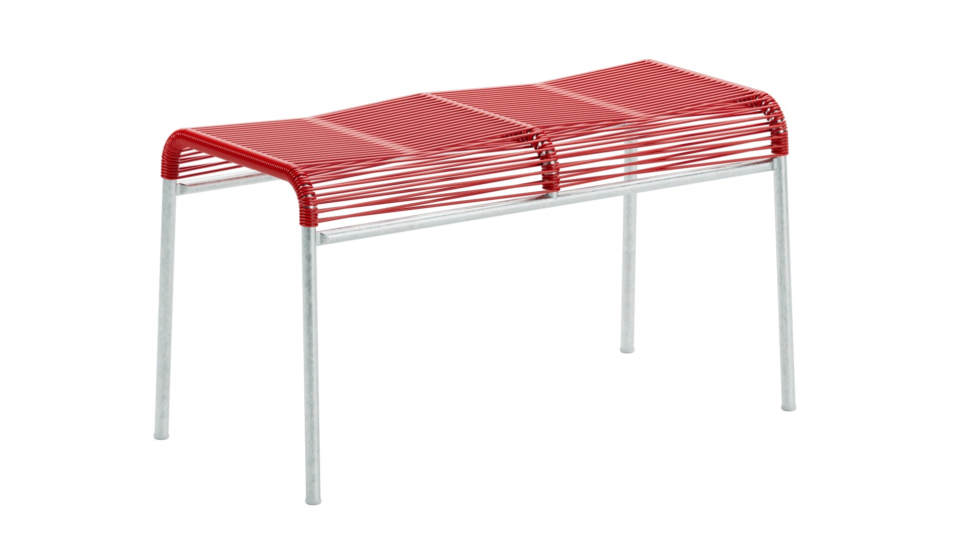 Wetterfester Säntis Spaghetti 2er-Hocker von Schaffner, langlebig, aus verzinktem Stahl, mit nachhaltiger OceanYarn®-Bespannung. Perfekt für Garten & Balkon.