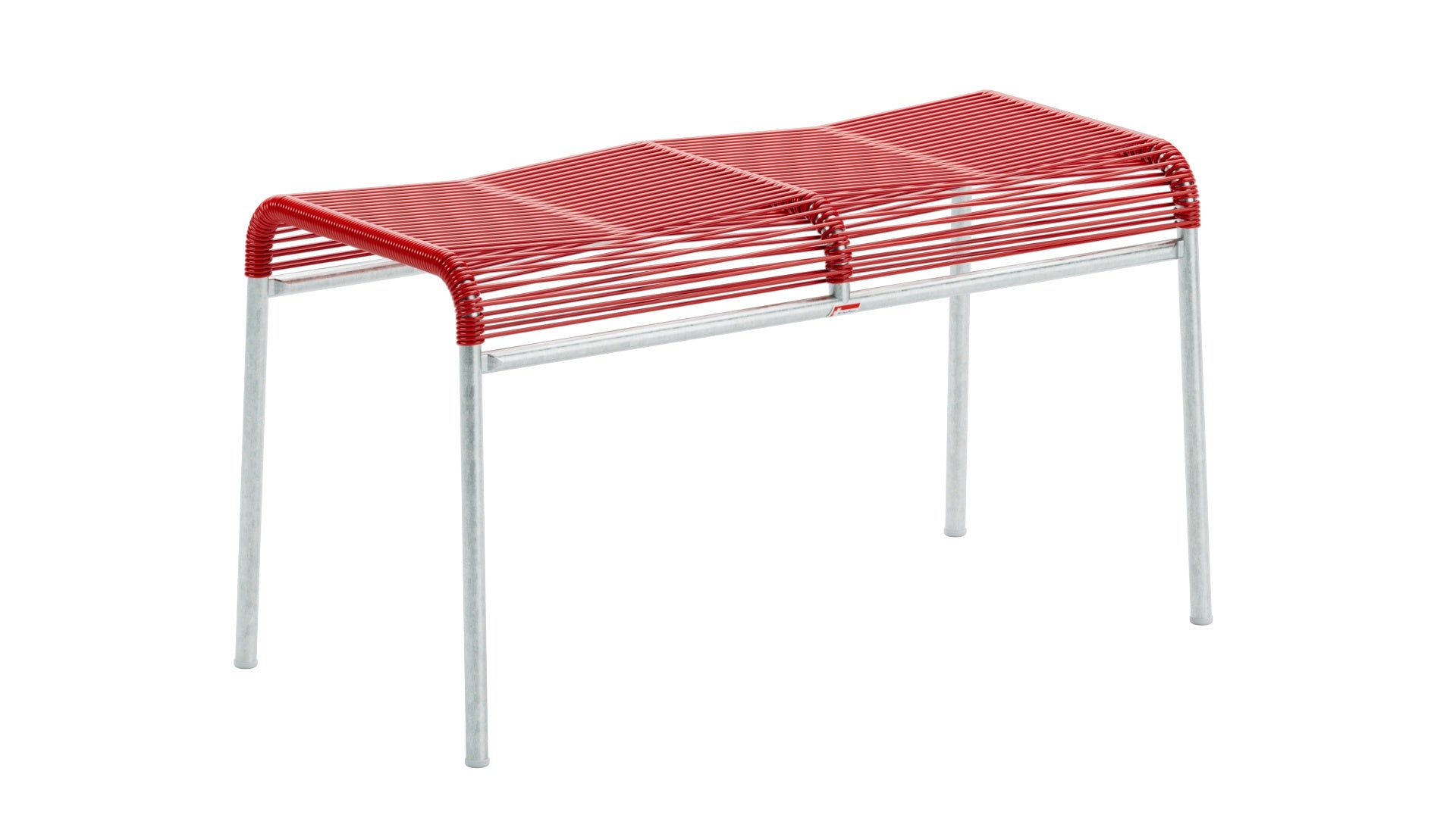 Wetterfester Säntis Spaghetti 2er-Hocker von Schaffner, langlebig, aus verzinktem Stahl, mit nachhaltiger OceanYarn®-Bespannung. Perfekt für Garten & Balkon.