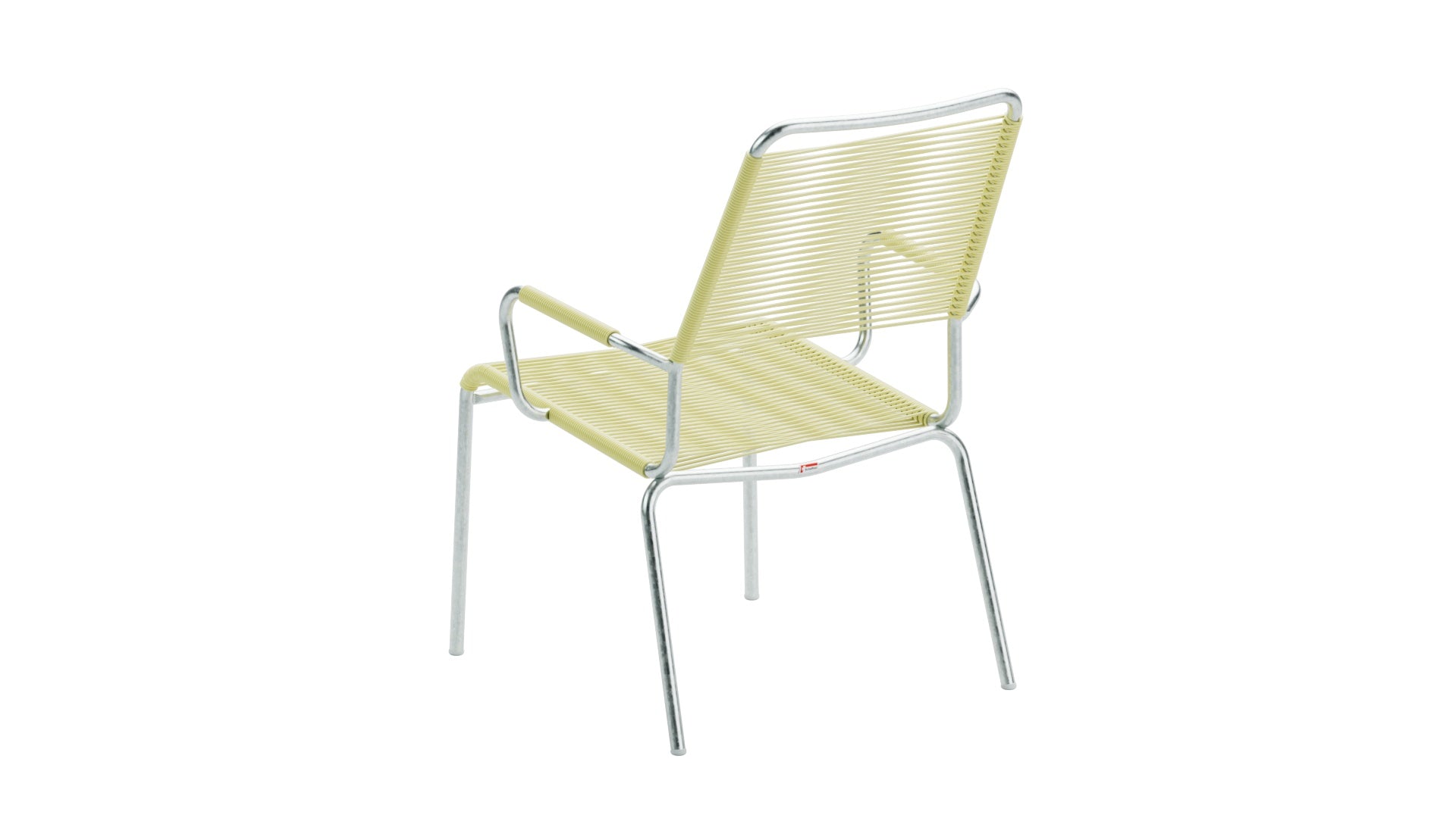 Rigi Spaghetti-Salonsessel  mit Armlehne in Buchsbaumgelb präsentiert im Onlineshop von KAQTU Design AG. Gartenstuhl mit Armlehnen ist von Schaffner