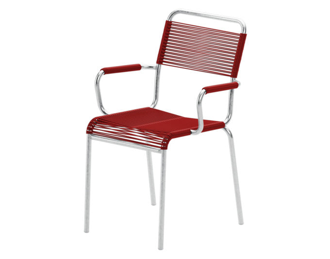 Rigi Spaghetti-Gartenstuhl mit Armlehne in Rot / Feuerverzinkt präsentiert im Onlineshop von KAQTU Design AG. Gartenstuhl mit Armlehnen ist von Schaffner
