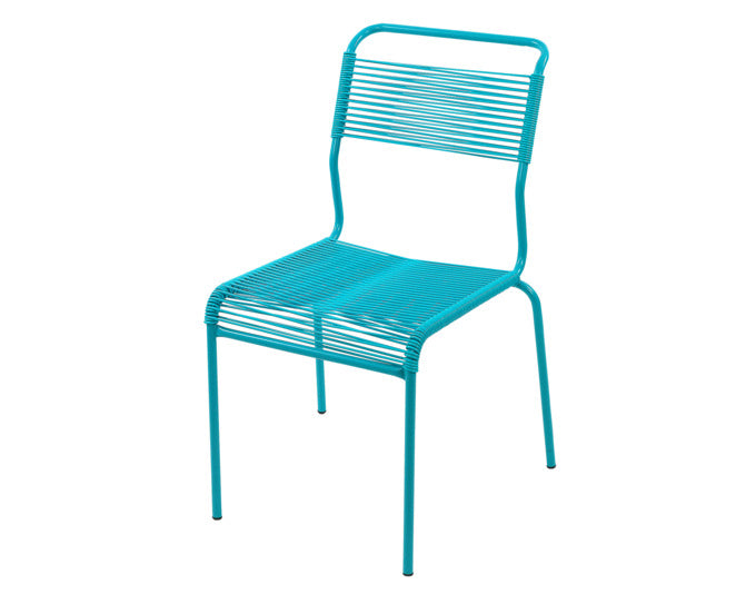 Säntis Spaghetti-Gartenstuhl ohne Armlehne in Türkis präsentiert im Onlineshop von KAQTU Design AG. Gartenstuhl ist von Schaffner