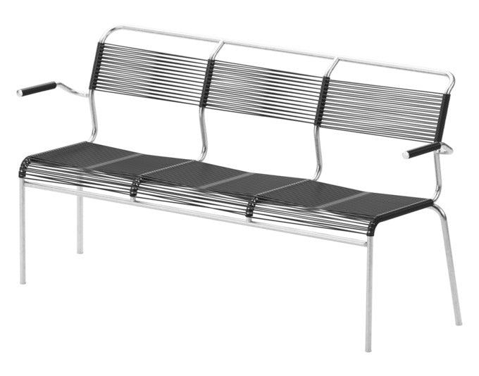 Säntis Spaghetti-3er-Gartenbank mit Armlehne in Anthrazit / Feuerverzinkt präsentiert im Onlineshop von KAQTU Design AG. Gartenbank ist von Schaffner