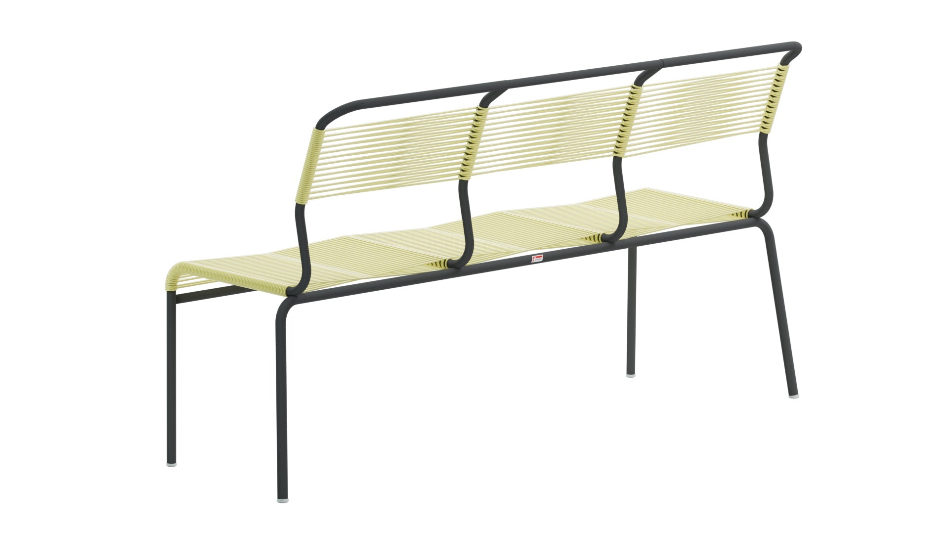 Stilvolle Säntis Spaghetti 3er-Gartenbank ohne Armlehne aus wetterfestem Metall, langlebig, umweltfreundlich, ideal für Terrasse, Garten oder Balkon.