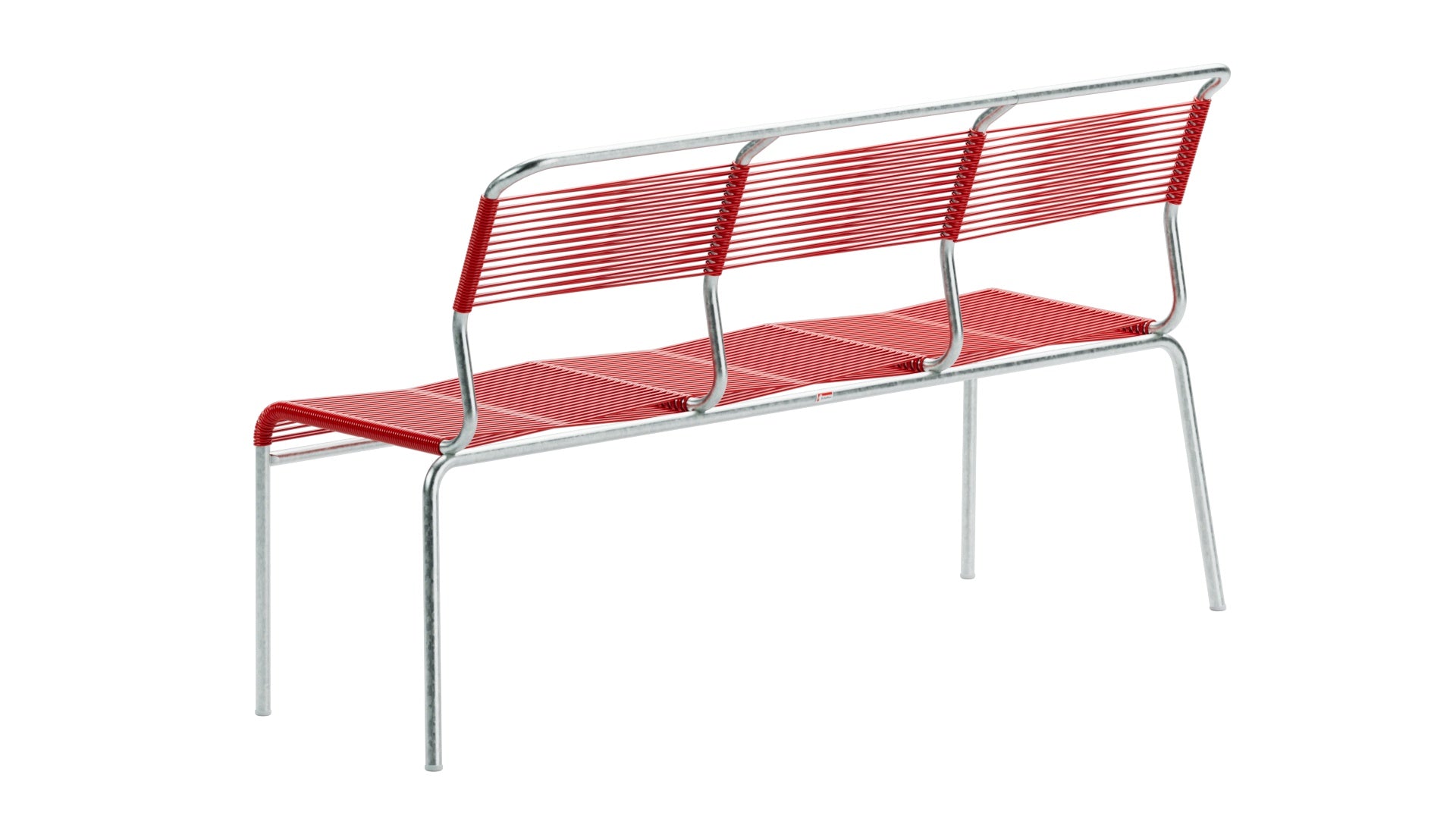 Schaffner Säntis Spaghetti 3er-Gartenbank ohne Armlehne, wetterfester Stahl, langlebiges Design, nachhaltige OceanYarn®-Bespanntung, ideal für Outdoor im Garten oder auf der Terrasse.