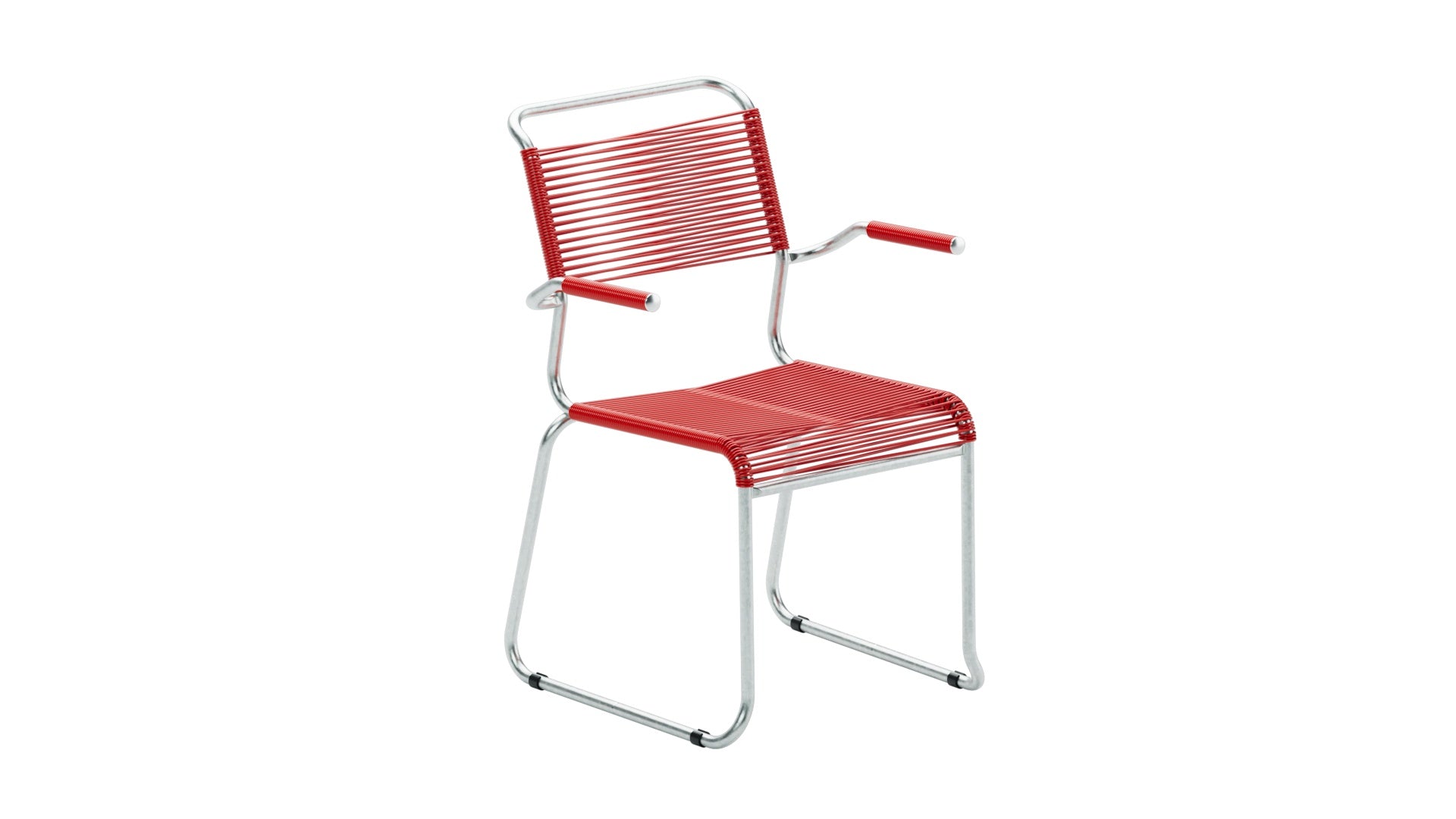 Säntis Spaghetti-Gartenstuhl mit Armlehne Kufen in Rot präsentiert im Onlineshop von KAQTU Design AG. Gartenstuhl mit Armlehnen ist von Schaffner