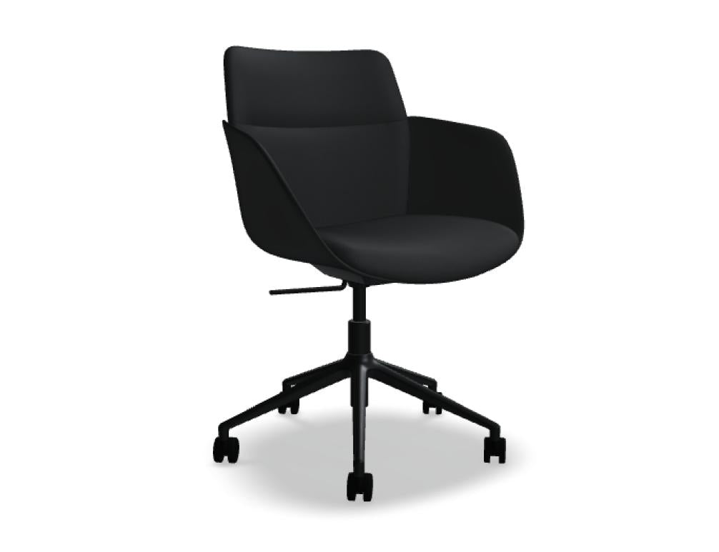 Senda SDA1P22 - Stuhl mit höhenverstellbarem Aluminiumfuß in Beige präsentiert im Onlineshop von KAQTU Design AG. Drehstuhl mit Rollen ist von Mdd