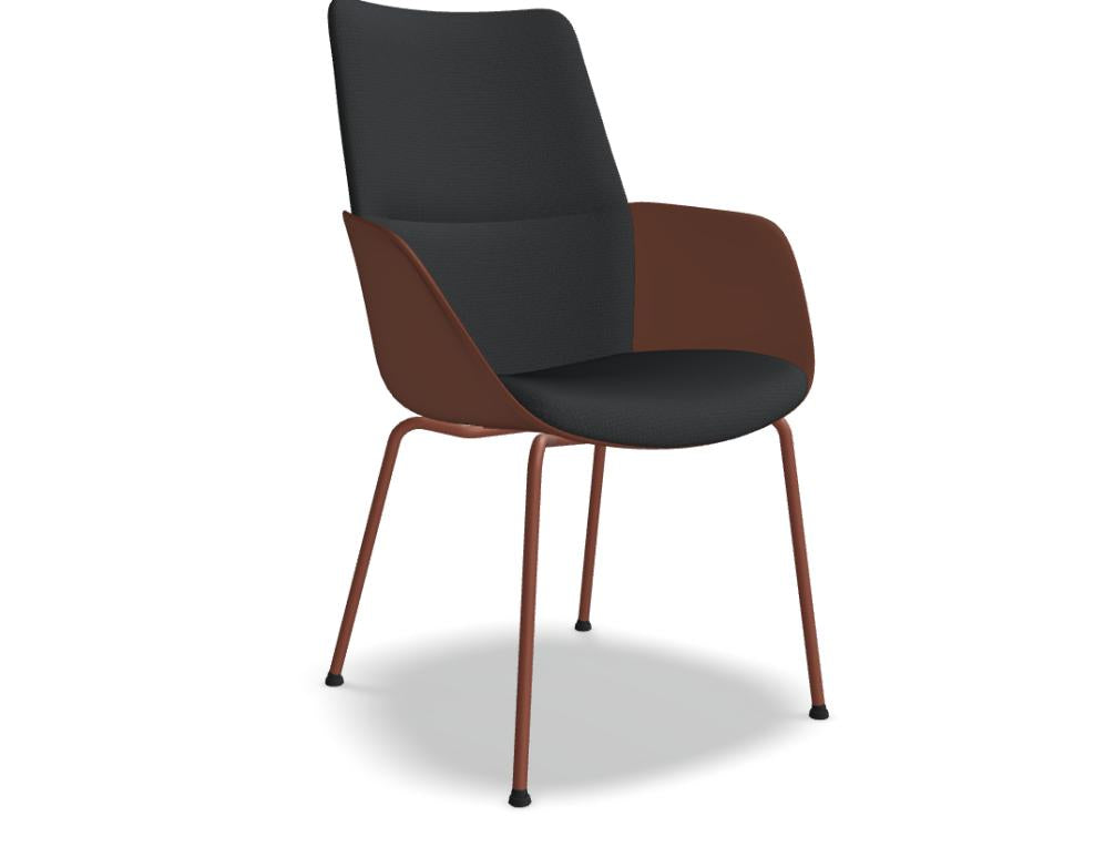 Senda SDA2P1 - Stuhl mit vierbeinigem Metallgestell in Ziegelrot präsentiert im Onlineshop von KAQTU Design AG. Stuhl mit Armlehne ist von Mdd