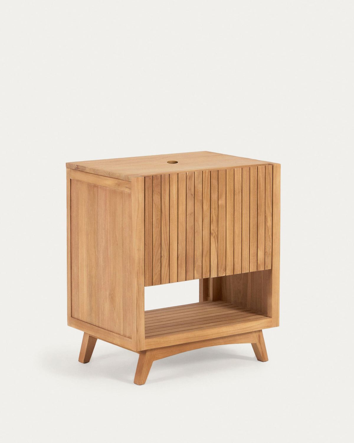 Kuveni rechteckiges Badezimmermöbel aus massivem Teakholz 70 x 50 cm in Natur präsentiert im Onlineshop von KAQTU Design AG. Wandschrank ist von Kave Home