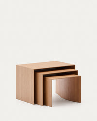 Set Litto di 3 tavolini impilabili in impiallacciato rovere FSC Mix Credit 60 x 40/51 x 36/42 x 31 cm