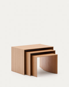 Set Litto di 3 tavolini impilabili in impiallacciato rovere FSC Mix Credit 60 x 40/51 x 36/42 x 31 cm