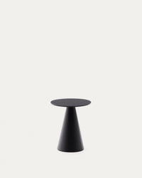 Table d'appoint Wilshire en verre trempé dépoli et acier peint noir mat Ø35 cm