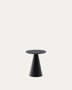 Table d'appoint Wilshire en verre trempé dépoli et acier peint noir mat Ø35 cm