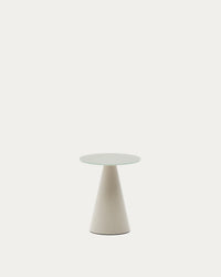 Wilshire Beistelltisch aus gehärtetem Milchglas und Stahl matt grau lackiert Ø35 cm