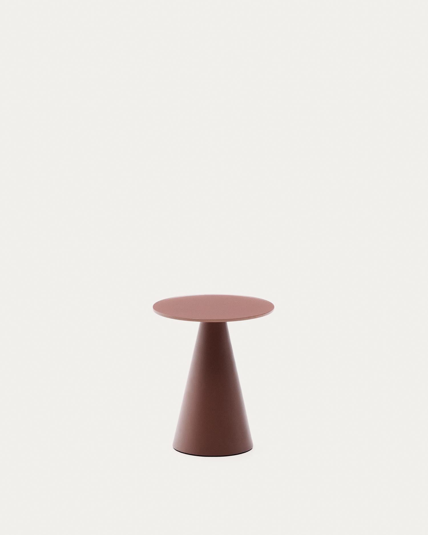 Wilshire Beistelltisch aus gehärtetem Milchglas und Stahl matt terracottafarben lackiert Ø35 cm in Terrakotta präsentiert im Onlineshop von KAQTU Design AG. Beistelltisch ist von Kave Home