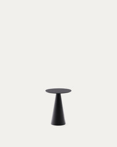 Wilshire Beistelltisch aus gehärtetem Milchglas und Stahl matt schwarz lackiert Ø30 cm