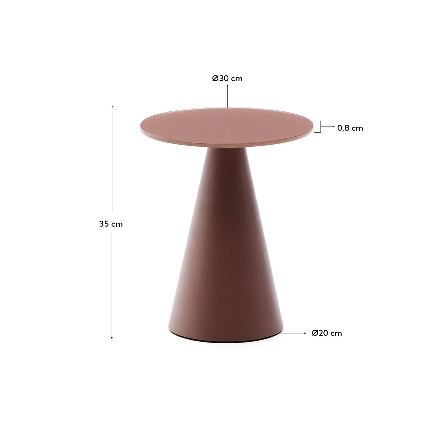 Wilshire  Beistelltisch aus gehärtetem Milchglas und Stahl matt terracottafarben lackiert Ø30 cm in Terrakotta präsentiert im Onlineshop von KAQTU Design AG. Beistelltisch ist von Kave Home
