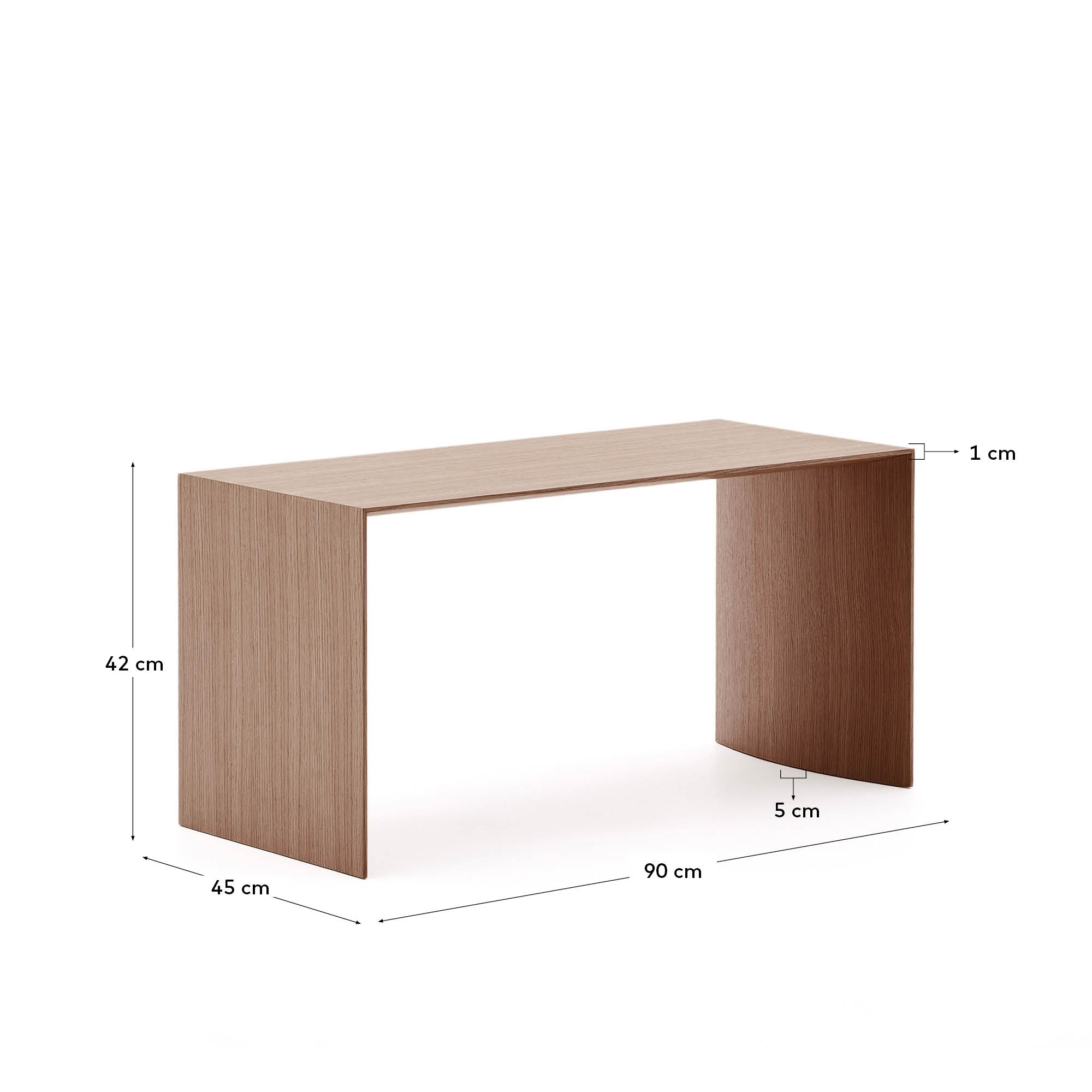 Eleganter Couchtisch Litto aus Walnussfurnier, naturfarbenes Finish, 90x45 cm, von Kave Home. Perfekt für moderne Wohnräume.