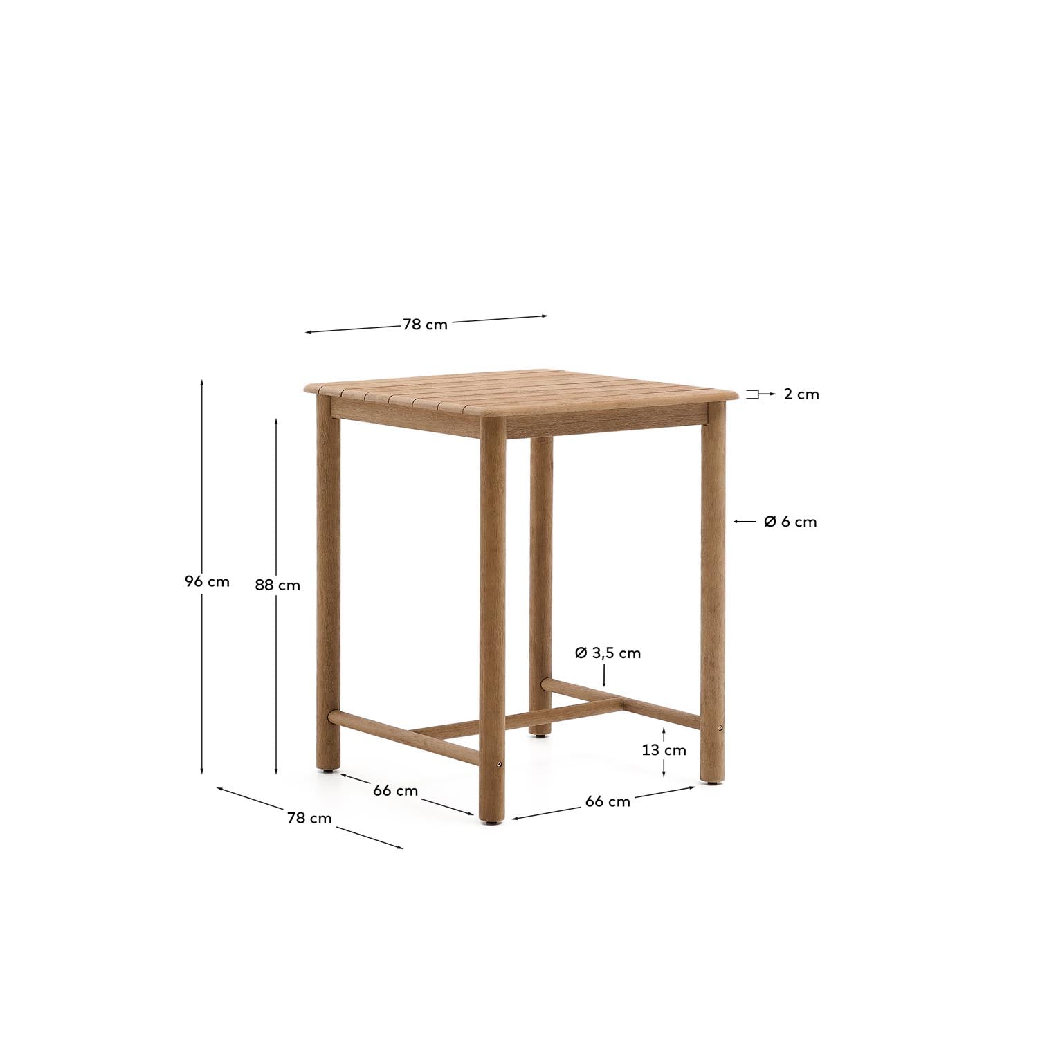 Tisch Sori aus massivem Akazienholz, 78 x 78 cm, FSC 100 % in Braun präsentiert im Onlineshop von KAQTU Design AG. Gartentisch ist von Kave Home