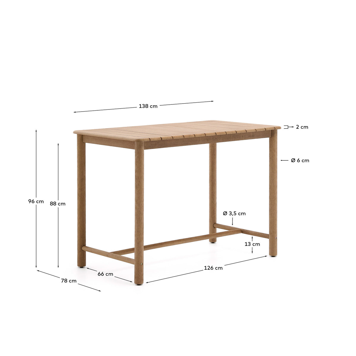 Tisch Sori aus massivem Akazienholz, 138 x 78 cm, FSC 100 % in Braun präsentiert im Onlineshop von KAQTU Design AG. Gartentisch ist von Kave Home