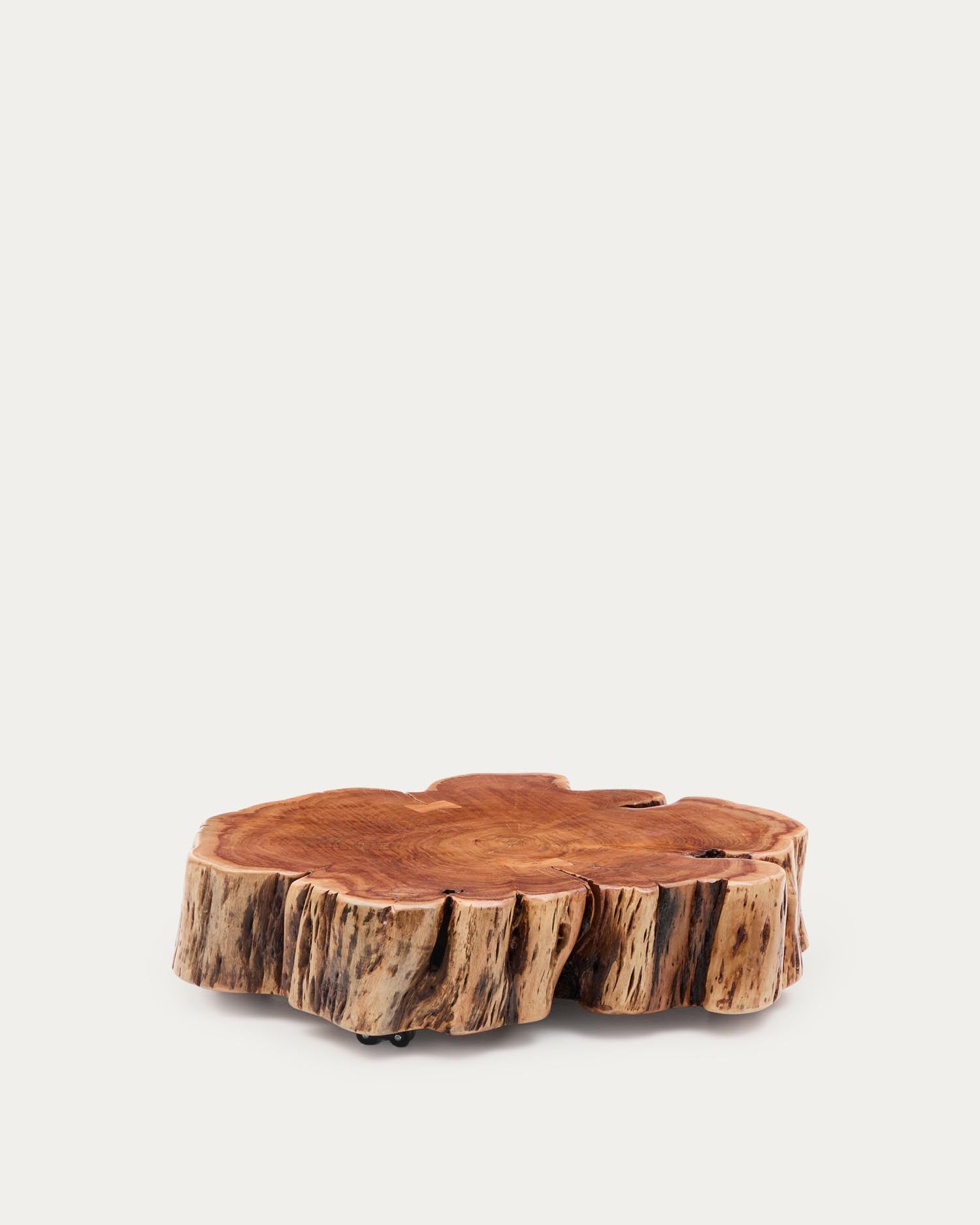 Couchtisch Tavine aus massivem Akazienholz mit gebleichtem Finish und Rollen Ø 65 cm