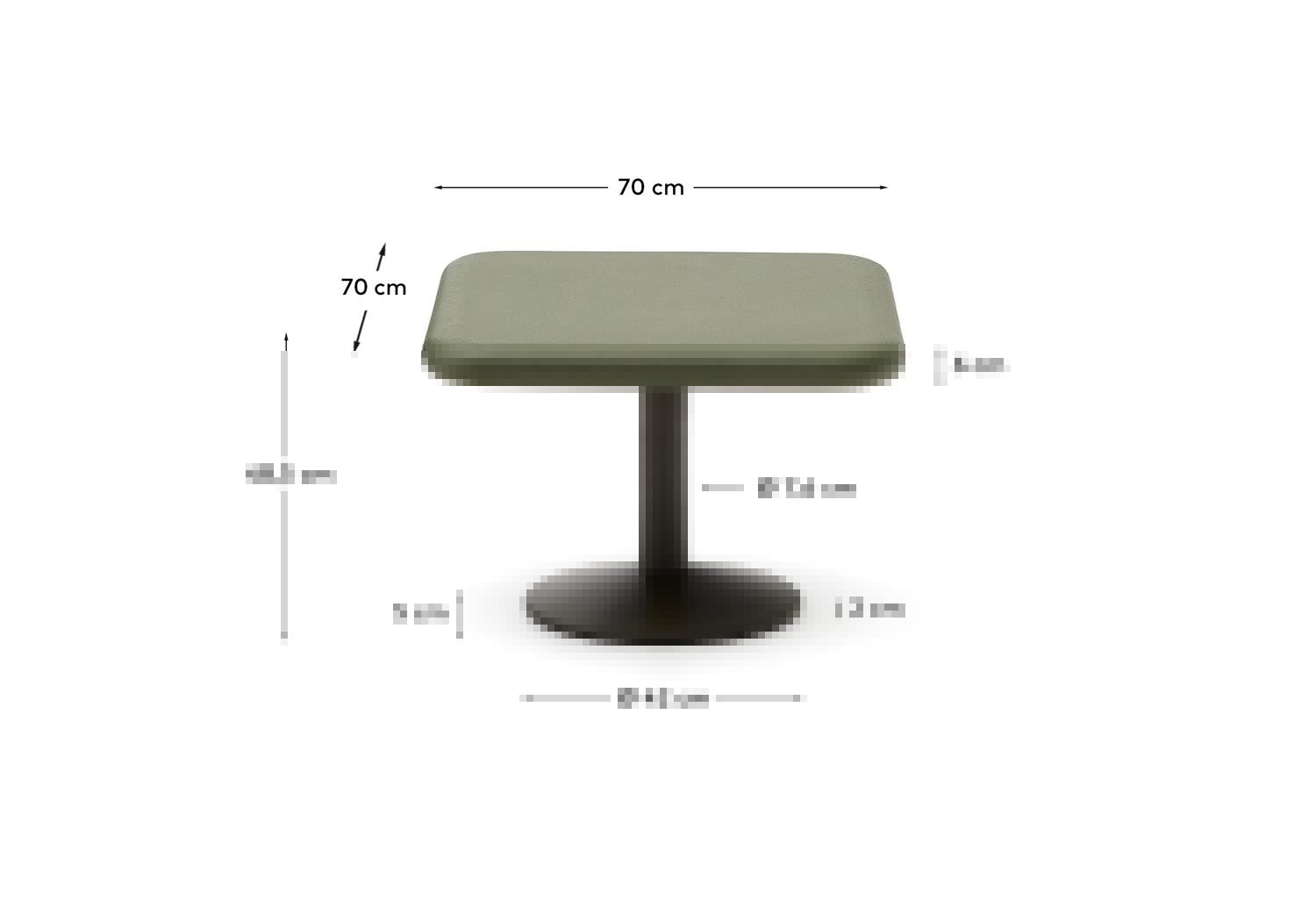 Outdoor-Tisch Esilda mit Tischplatte aus grünem Zement 70 x 70 cm und grünem Stahlfuß Ø 42 x 45 cm in Khaki präsentiert im Onlineshop von KAQTU Design AG. Gartentisch ist von Kave Home