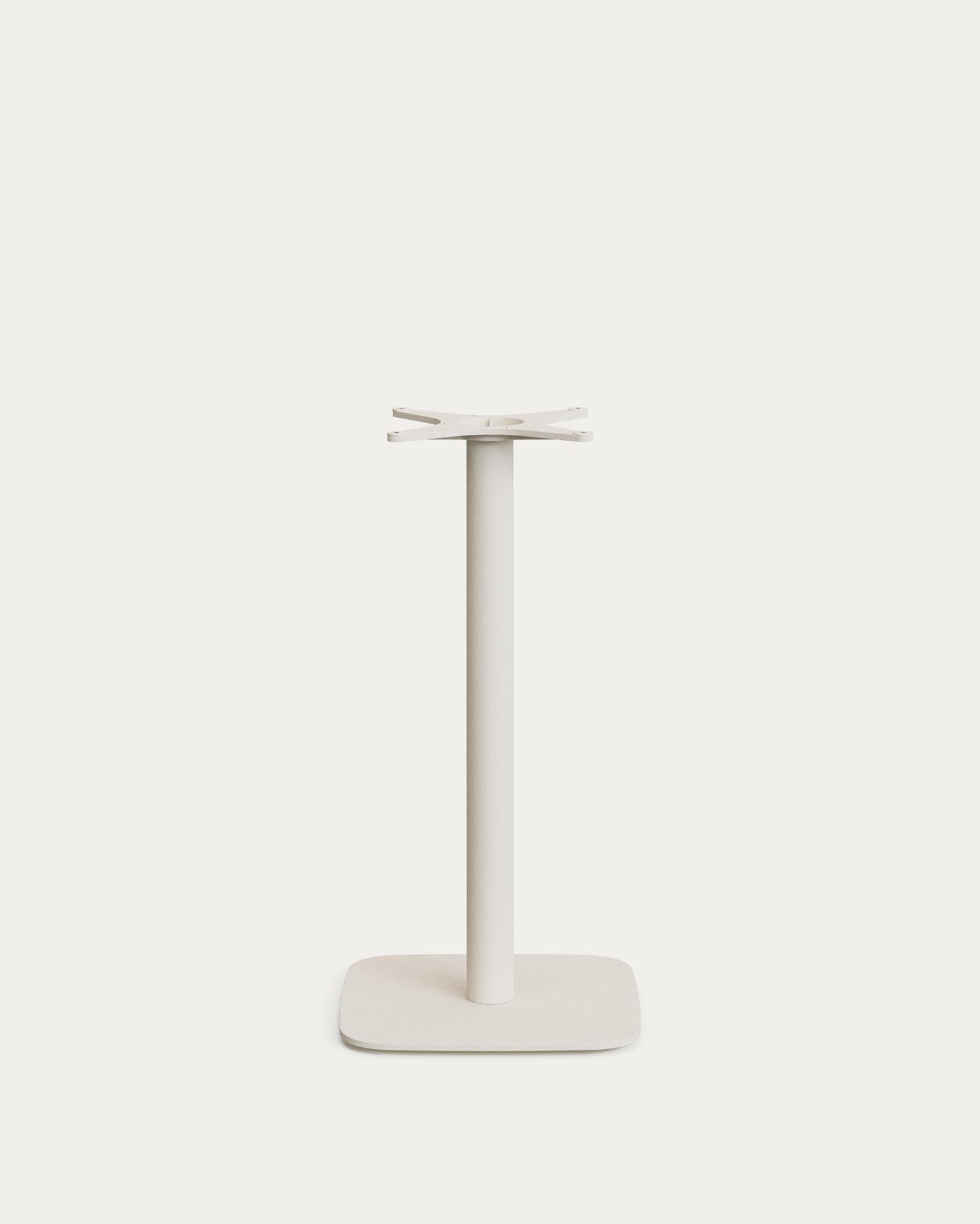 High outdoor table Dina with white cement plate 70 X 70 cm and white steel base 48 X 48 X 