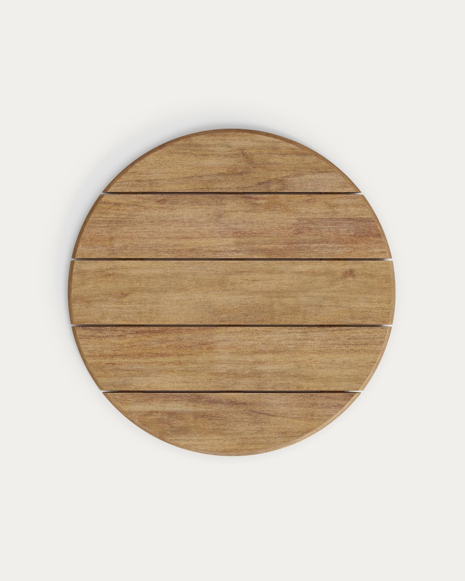 Runder Outdoor-Tisch Esilda mit Tischplatte aus Akazienholz FSC 100 % Ø 80 cm und grünem Stahlfuß Ø 55 x 72 cm in Khaki präsentiert im Onlineshop von KAQTU Design AG. Gartentisch ist von Kave Home