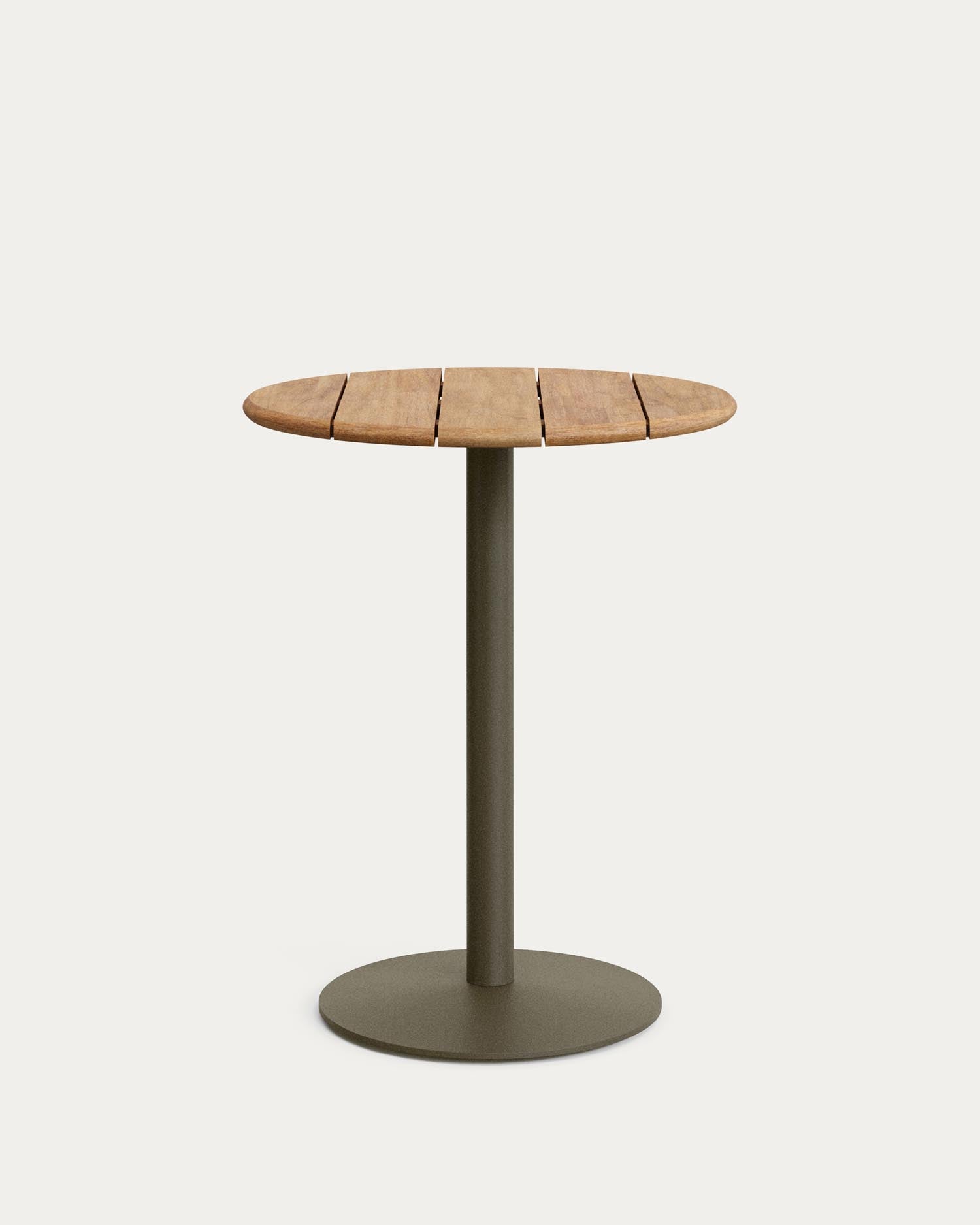 High, round outdoor table Esilda with table top made of acacia wood FSC 100 % Ø 80 cm and g