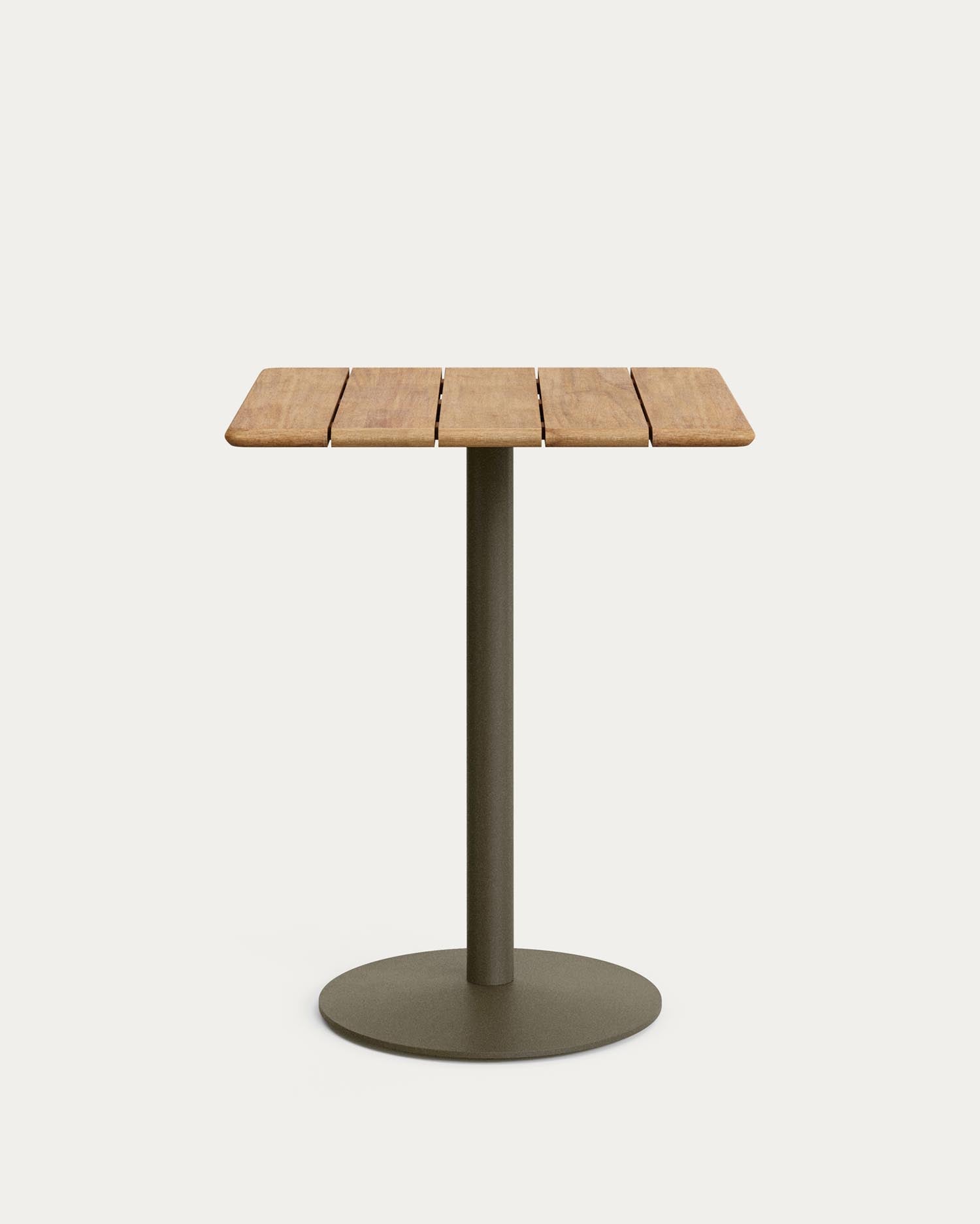 High outdoor table Esilda with table top Aus Acacia wood FSC 100 % 80 X 80 cm and green