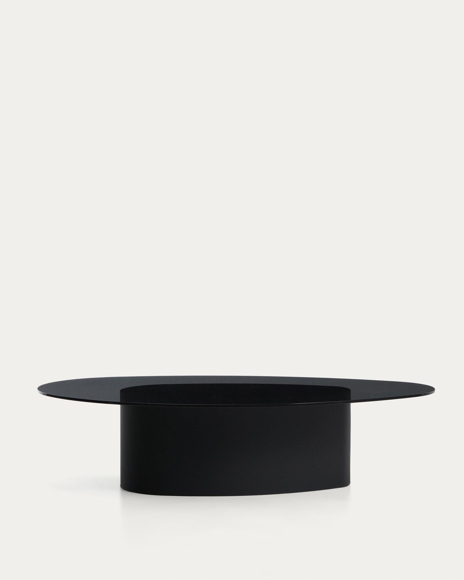 Couchtisch Olir aus gehärtetem Glas und schwarzem Stahl 140 x 80 cm in Schwarz präsentiert im Onlineshop von KAQTU Design AG. Couchtisch ist von Kave Home