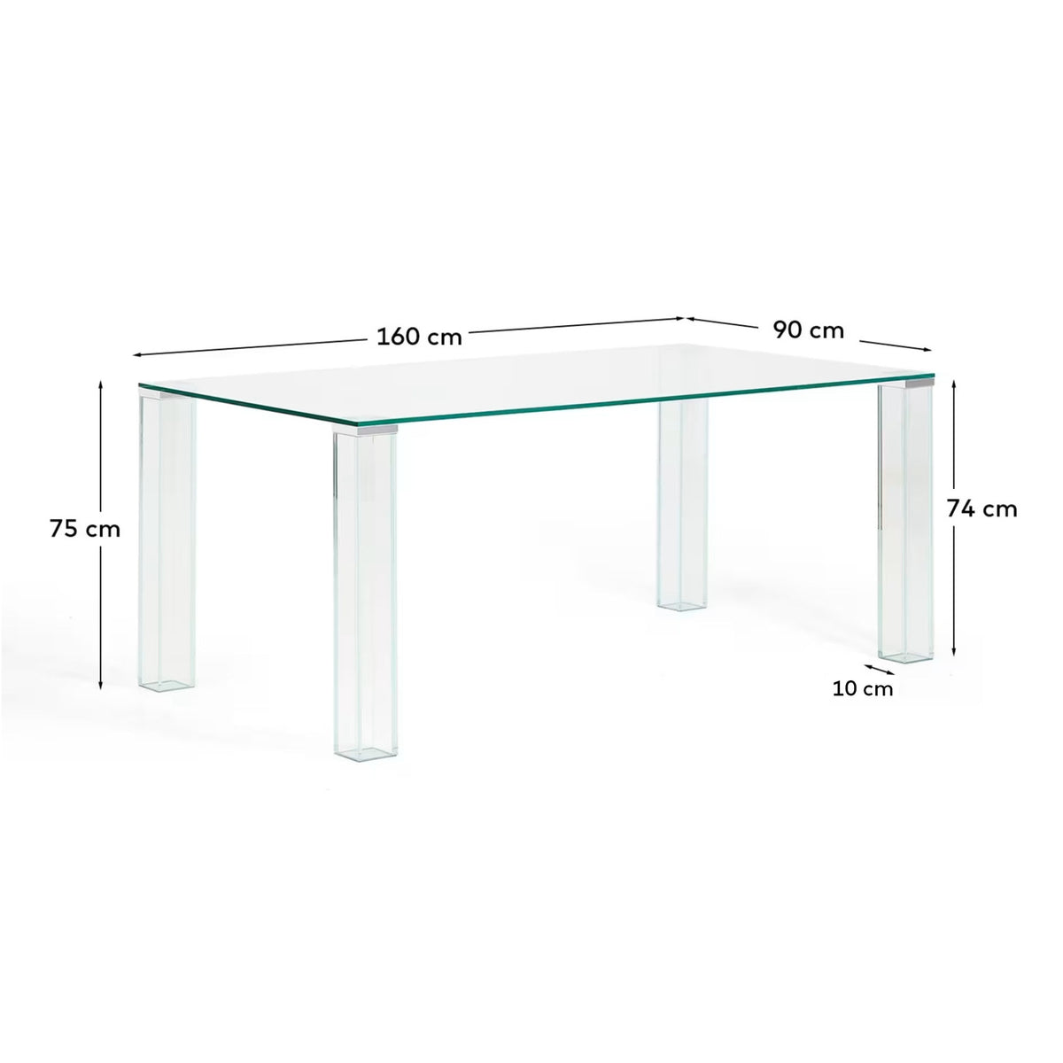 Tisch Adularia aus durchsichtigem Einscheiben-Sicherheitsglas, 160 x 90 cm in Transparent präsentiert im Onlineshop von KAQTU Design AG. Esstisch ist von Kave Home