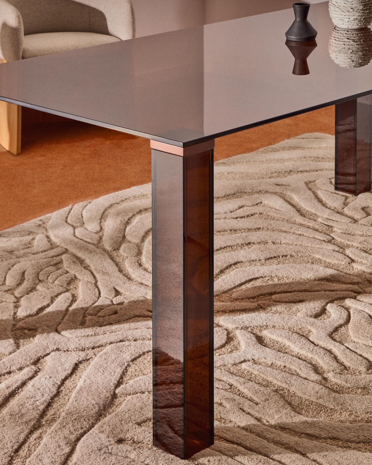 Tisch Adularia aus braunem Einscheiben-Sicherheitsglas, 160 x 90 cm in Braun präsentiert im Onlineshop von KAQTU Design AG. Esstisch ist von Kave Home