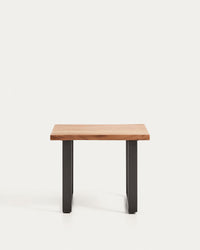 Tavolino Uxue realizzato in legno massello di acacia con gambe in acciaio nero 65 x 65 cm