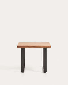 Tavolino Uxue realizzato in legno massello di acacia con gambe in acciaio nero 65 x 65 cm